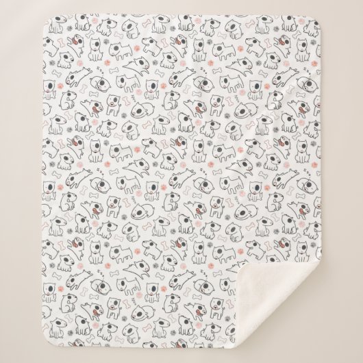 ブルテリアドッグラバーシームレスパターンフリースBLA シェルパブランケット (正面)