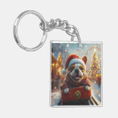 ブルテリアドッグローラーコースタークリスマス キーホルダー (正面左)