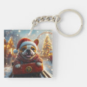 ブルテリアドッグローラーコースタークリスマス キーホルダー (裏面)