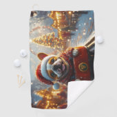 ブルテリアドッグローラーコースタークリスマス ゴルフタオル (インサイチュ)