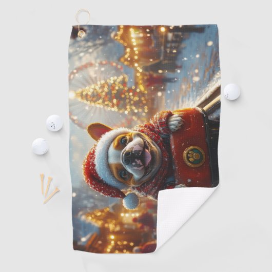 ブルテリアドッグローラーコースタークリスマス ゴルフタオル (インサイチュ)