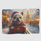 ブルテリアドッグローラーコースタークリスマス ゴルフタオル (横)