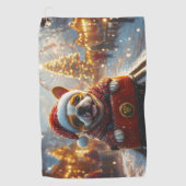 ブルテリアドッグローラーコースタークリスマス ゴルフタオル (正面)