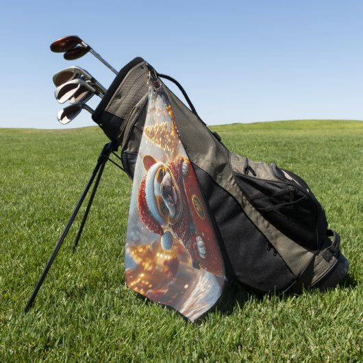 ブルテリアドッグローラーコースタークリスマス ゴルフタオル (グリーン)