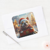 ブルテリアドッグローラーコースタークリスマス スクエアシール (封筒)