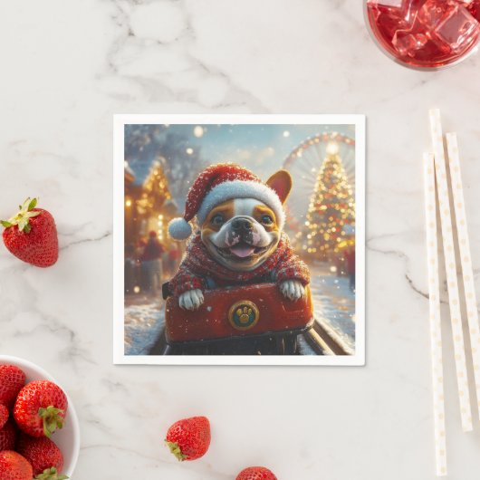 ブルテリアドッグローラーコースタークリスマス スタンダードカクテルナプキン (インサイチュ)