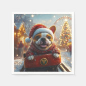 ブルテリアドッグローラーコースタークリスマス スタンダードカクテルナプキン (正面)