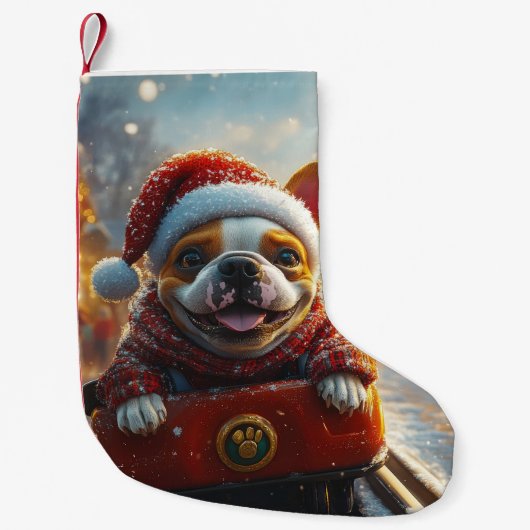 ブルテリアドッグローラーコースタークリスマス スモールクリスマスストッキング (正面)