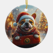 ブルテリアドッグローラーコースタークリスマス セラミックオーナメント (正面)