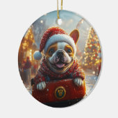 ブルテリアドッグローラーコースタークリスマス セラミックオーナメント (左)