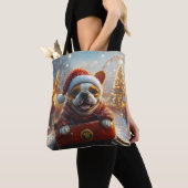 ブルテリアドッグローラーコースタークリスマス トートバッグ (クローズアップ)