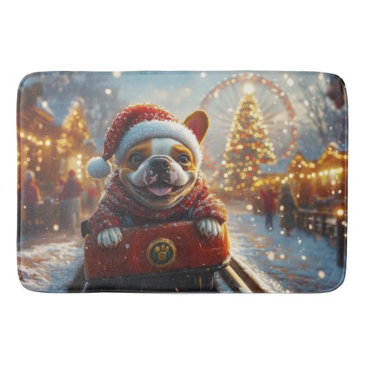 ブルテリアドッグローラーコースタークリスマス バスマット (正面)