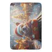 ブルテリアドッグローラーコースタークリスマス バスマット (正面縦)