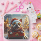 ブルテリアドッグローラーコースタークリスマス ペーパープレート (パーティー)