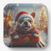 ブルテリアドッグローラーコースタークリスマス ペーパープレート (正面)