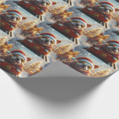 ブルテリアドッグローラーコースタークリスマス ラッピングペーパー (角)