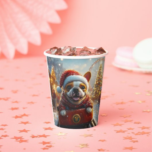 ブルテリアドッグローラーコースタークリスマス 紙コップ (インサイチュ)