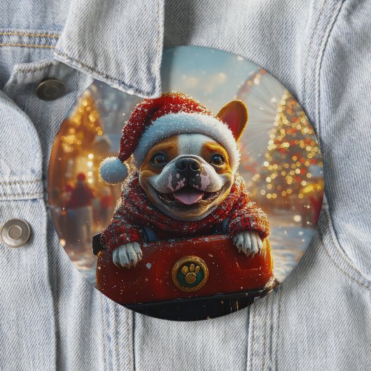 ブルテリアドッグローラーコースタークリスマス 缶バッジ (インサイチュ)