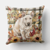 ブルテリアドッグ秋ウオーターカラーフラワー クッション (裏面)