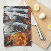 ブルテリアハロウィン不気味 キッチンタオル (四つ折り)