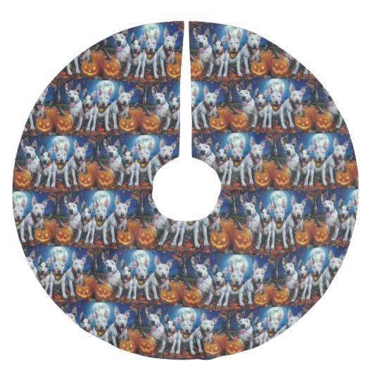 ブルテリアハロウィン不気味 ブラッシュドポリエステルツリースカート (正面)