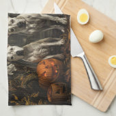 ブルテリアハロウィーンナイトドギー喜び キッチンタオル (四つ折り)