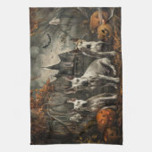 ブルテリアハロウィーンナイトドギー喜び キッチンタオル (縦)