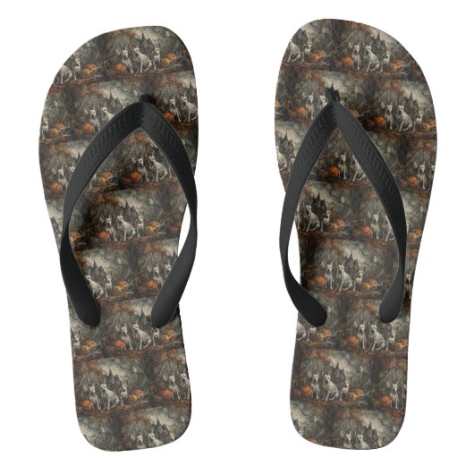 ブルテリアハロウィーンナイトドギー喜び ビーチサンダル (フットベッド)