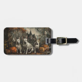 ブルテリアハロウィーンナイトドギー喜び ラゲッジタグ (正面横)