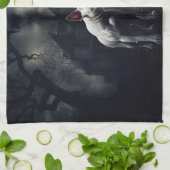 ブルテリアハロウィーン怖い キッチンタオル (折り畳み)