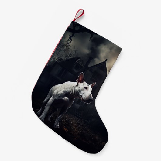 ブルテリアハロウィーン怖い スモールクリスマスストッキング (正面 (吊り時))