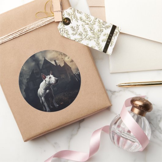 ブルテリアハロウィーン怖い ラウンドシール (ギフト)