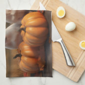 ブルテリアパピーオータムデライトカボチャ キッチンタオル (四つ折り)