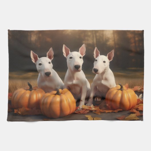 ブルテリアパピーオータムデライトカボチャ キッチンタオル (横)