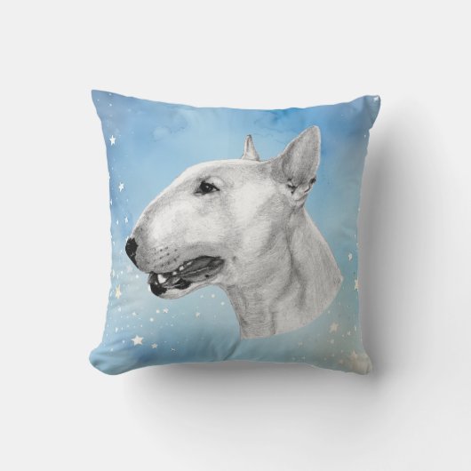 ブルテリアペンシルスケッチ装飾用クッション クッション (正面)