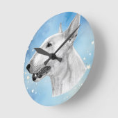ブルテリアペンシルスケッチ ラウンド壁時計 (傾斜)