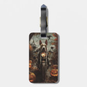 ブルテリアライディングオートバイハロウィンホラー ラゲッジタグ (裏面縦)