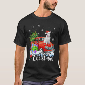 ブルテリアライディングレッドトラックメリークリスマスクリスマス Tシャツ