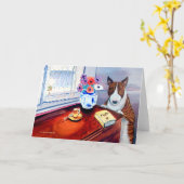 ブルテリアーグリーティングカード カード (黄色い花)