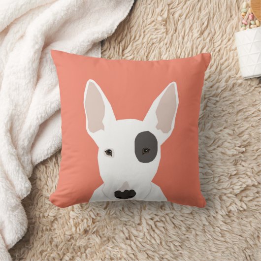 ブルテリア可愛いテリア犬の白黒の犬 クッション (ブランケット)