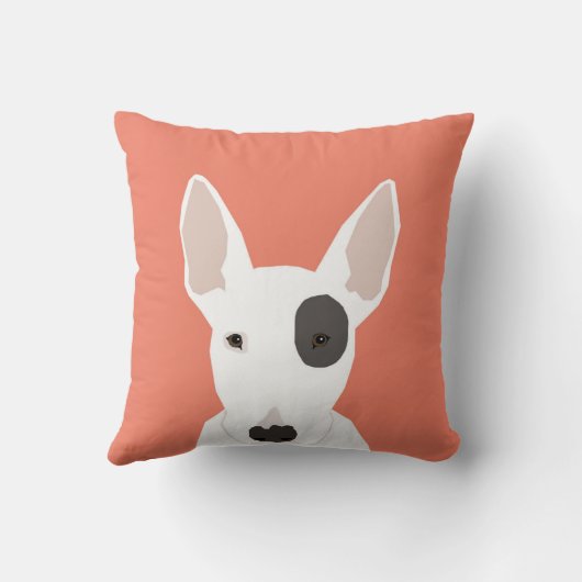 ブルテリア可愛いテリア犬の白黒の犬 クッション (裏面)