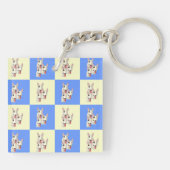 ブルテリア市松模様にキーチェーン キーホルダー (裏面)