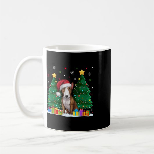 ブルテリア愛犬家サンタハット醜いクリスマスS コーヒーマグカップ (左)