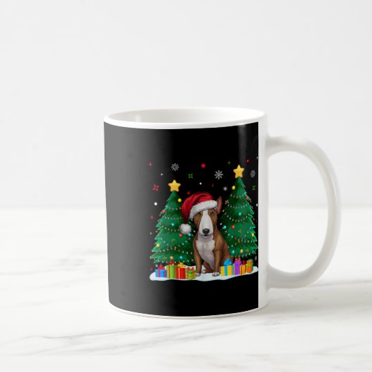 ブルテリア愛犬家サンタハット醜いクリスマスS コーヒーマグカップ (右)