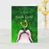 ブルテリア漫画グリーティングカード「幸運」 カード (黄色い花)