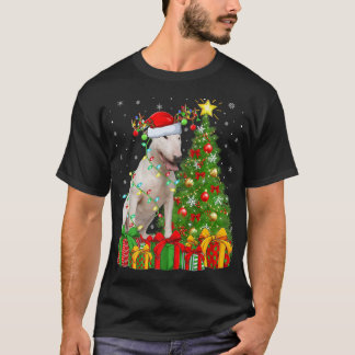 ブルテリア照明クリスマスツリーサンタブルテリア Tシャツ