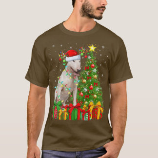 ブルテリア照明クリスマスツリーサンタブルテリア Tシャツ