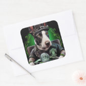 ブルテリア犬が自転車を運転する聖パトリックの日 スクエアシール (封筒)