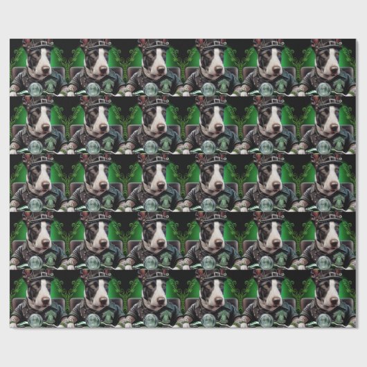 ブルテリア犬が自転車を運転する聖パトリックの日 ラッピングペーパー (フラット)