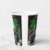 ブルテリア犬が自転車を運転する聖パトリックの日 紙コップ (左)